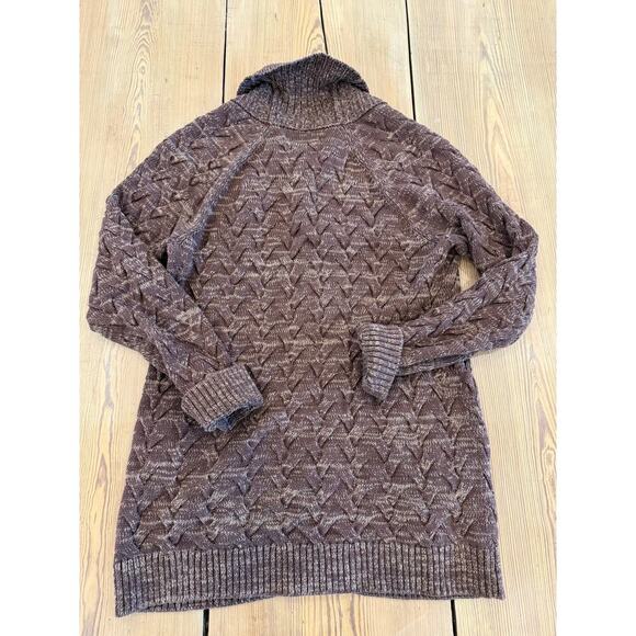 Land's‎ End Marbled Brown Cable Knit Cardigan Shawl Collar Cotton Small (6-8) - Picture 7 of 7